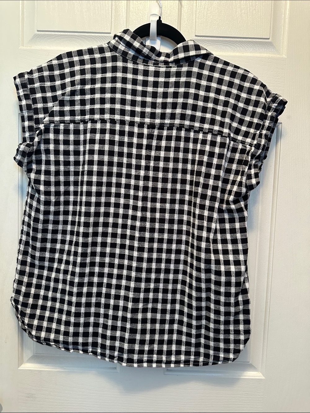 Loft 100% Cotton Black & White Check Button-Front Women’s Top Large - Picture 5 of 5
